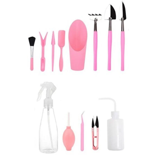 Lifcausal - 13PCS Mini Garden Hand Tools Bonsai Succulent Miniature Planting Tool Set Mini Garden Planting Care Tools Leaf Trimmer Rake Shovels