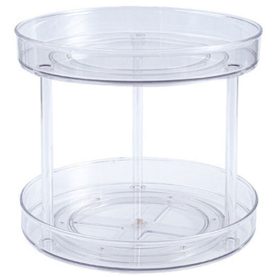Rotating Organizer Transparent Double Layer 360¡ã Rotatable Kitchen Seasonings Rack Makeup Holder Lazy Susan Turntable - Transparent,Large