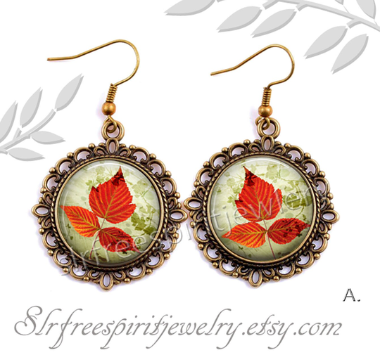 Fall Leaves Necklace Set, Fashion Jewelry, Seasonal, Colors, Accessory, Nature, Photo Image Gift For