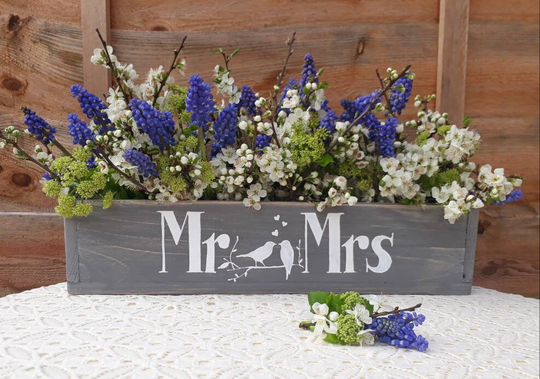 Mr&mrs Personalised Rustic Woodland Barn Wedding Flower Box Wooden Centerpiece Box Engagement Gift Valentines Day Gift