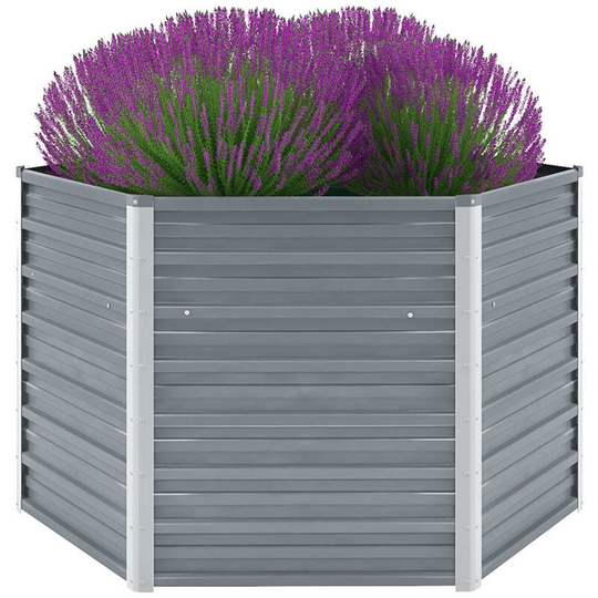 Asupermall - Garden Planter Galvanised Steel 129x129x77 cm Grey