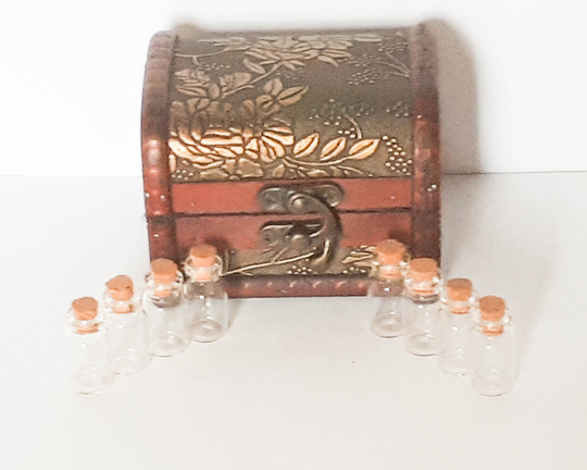Chest Of 8 X 1Ml Empty Bottles - Witchcraft Kit , Spell Kit, Starter Beginners Solitary, Hedge, Wicca, Casting, Baby Witch