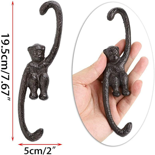 Bearsu - Set of 4 Heavy Duty Cast Iron s Monkey Hooks - 8 Inch Decorative Metal Plant Hooks Hangers s Shaped Bracket for Garden Hanging Planters Pots