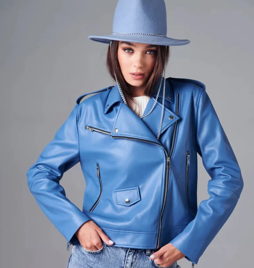 Blue Leather Coat Trend Of Recent Seasons Shirt Classic Cut All Universal Best Seller Black Rock Style For All