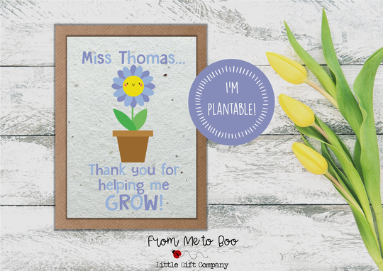 Thanks For Helping Me Grow Plantable Teacher Card ~ Wildflower Seed