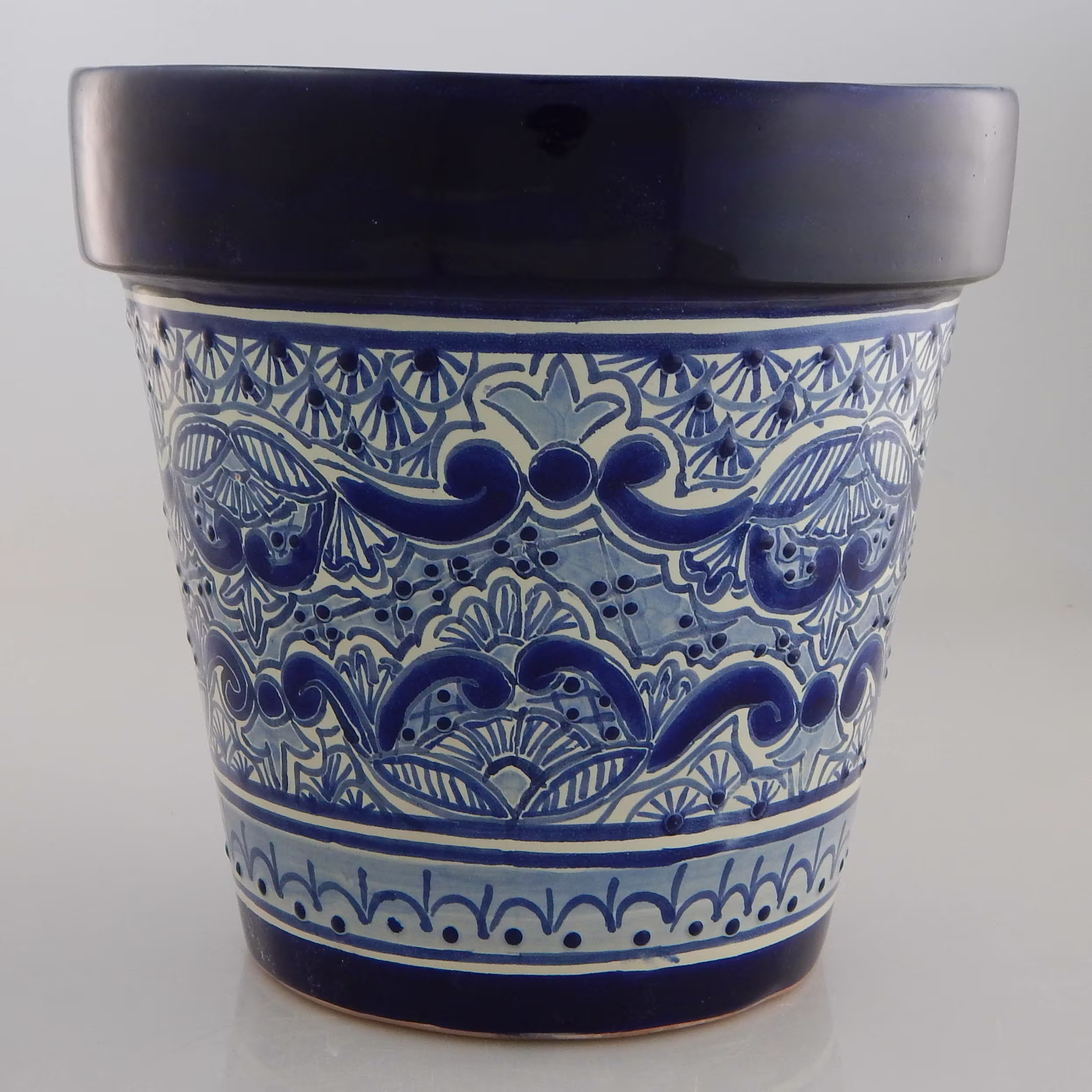 Mexican Ceramic Flower Pot Planter Folk Art Pottery Handmade Talavera # 01