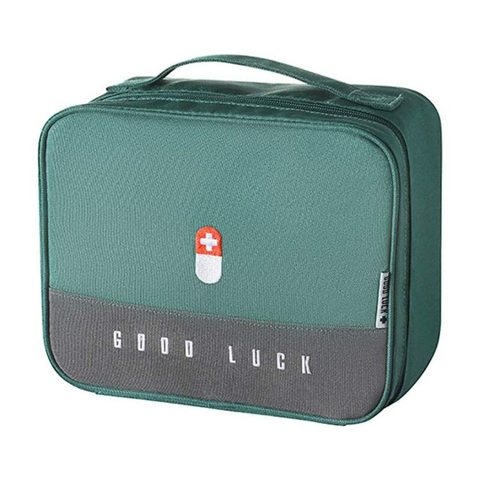 Medical Box Cloth Storage Box Family Portable Storage Bag Multifunctional Layered Medicine Box Storage Boxes 25x20x13.5cm(Green)