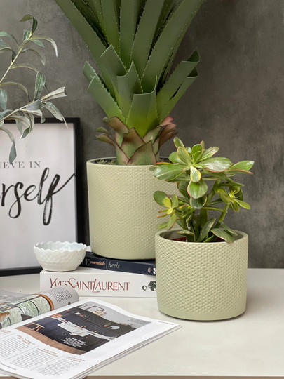 Mint Green Ceramic Plant Pot Dimple Texture, Nordic Style, Planters, Modern Pots, Large Pots