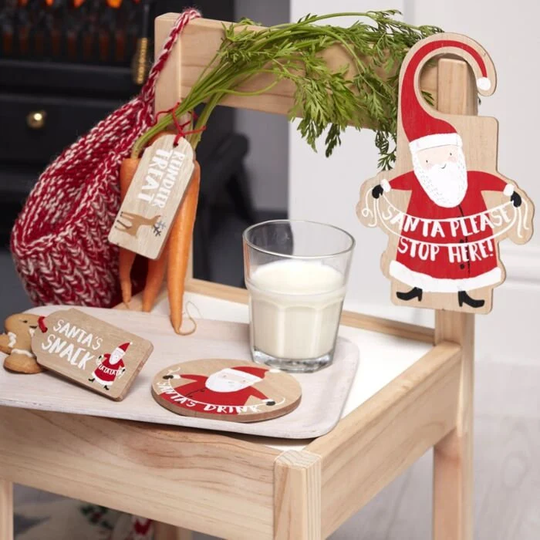 Wooden Christmas Eve Kit Rustic Party Home Decorations Seasons Gifts Undre The Tree Santa Stop Here Reindeer