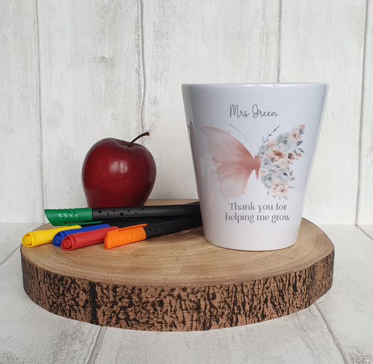 Teacher Plant Pot, Butterfly Thank You For Helping Me Grow, Gift Pot, Rose Gold Butterfly, Teacher's Gifts