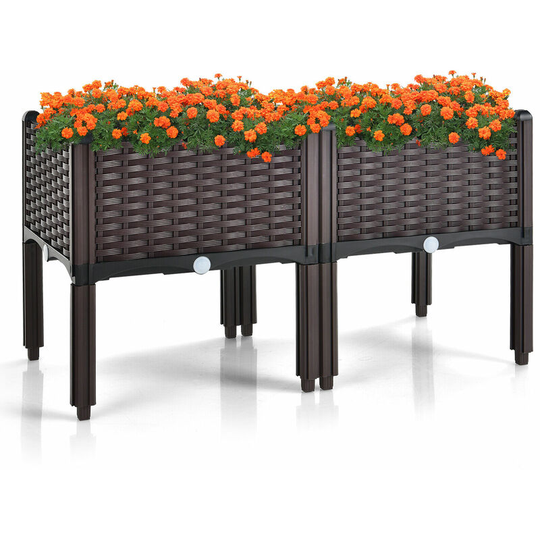 Set of 2 Raised Garden Bed Kits Elevated Flower Vegetable Herb Grow Planter Box