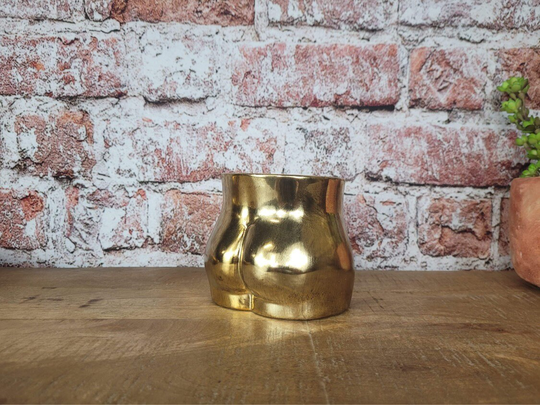 Antique Gold Booty Bum Plant Pot Planter Storage Jar Home Ornament