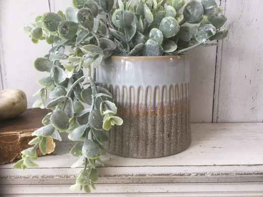 Rustic Block Toned Textured Ceramic Plant Pot, Plant Pot Cover, Succulent Cactus Planter, Boho Natural Home Accent, New Gift