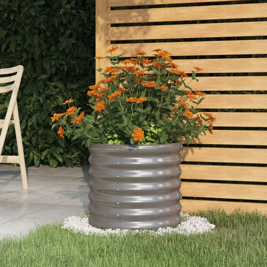 Asupermall - Garden Planter Powder-coated Steel 40x40x36 cm Grey