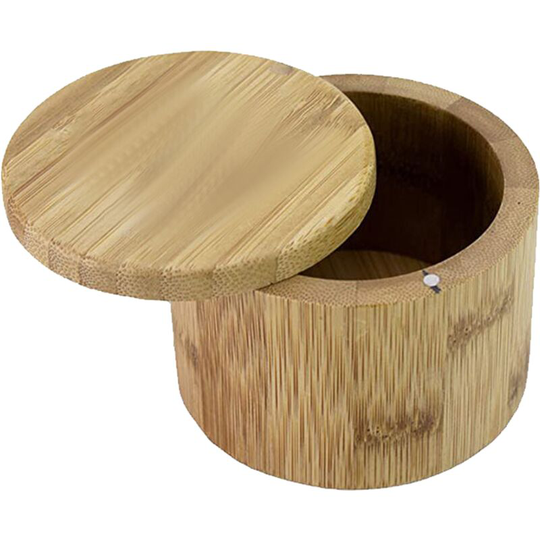 Totally Bamboo Salt Cellar Bamboo Storage Box with Magnetic Swivel Lid,Salt Engraved on Lid bottle logo