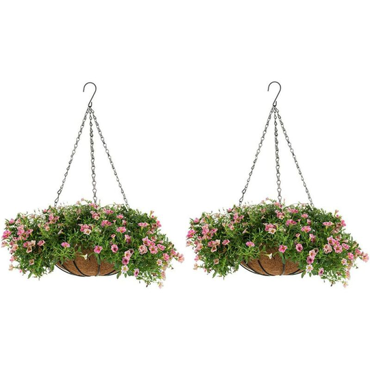 Readcly - 2 Pieces Planter Hanging Basket 30 Plant Hanging Baskets, Outdoor Hanging Planters with Liners Planters, Hanging Basket for Garden