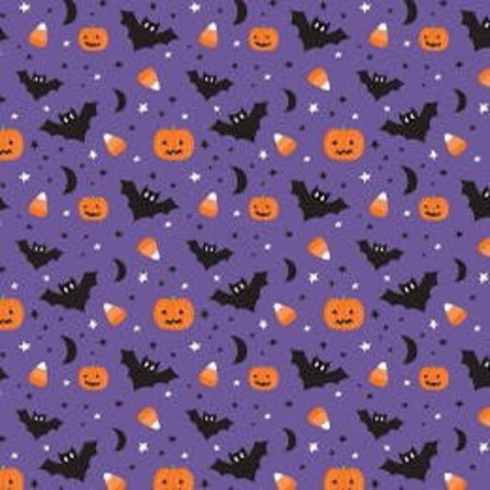 Camelot Unicorns Always in Season Fabric Collection Bats On Purple Qsq100% Cotton