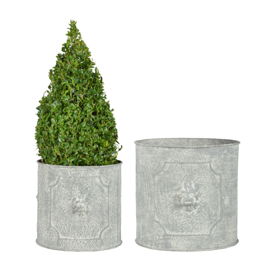 Set Of 2 Round Lion Head Planters