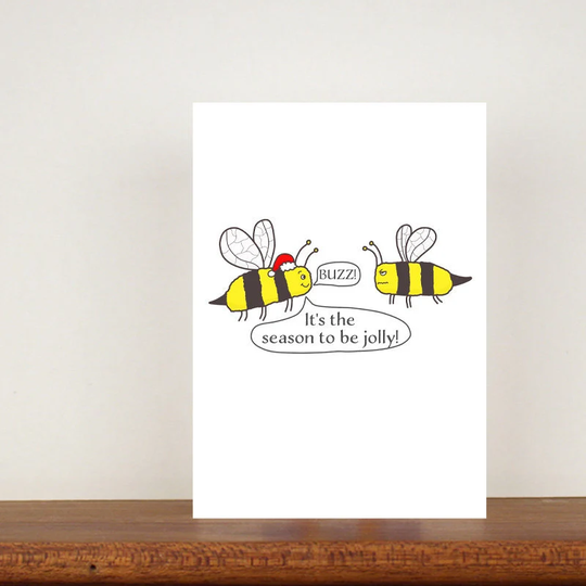 Its The Season To Be Jolly Christmas Card, Greeting Cards, Bee Merry Christmas, Animal Cards