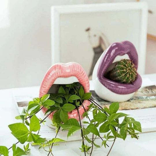 Ceramic Mouth Planter-Handmade Lip Planter-Mouth Succulent Planter-Women Planter-Red Lips Planter