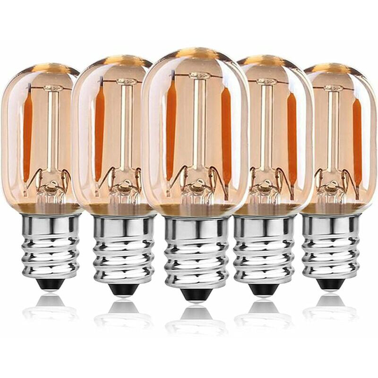 Briday - 5 Pack E14 led Filament Light Bulbs 1W Equivalent to 10W T22 for Oven, Hood, Fridge, Crystal Chandelier, Salt Lamp, Children's Night Light,
