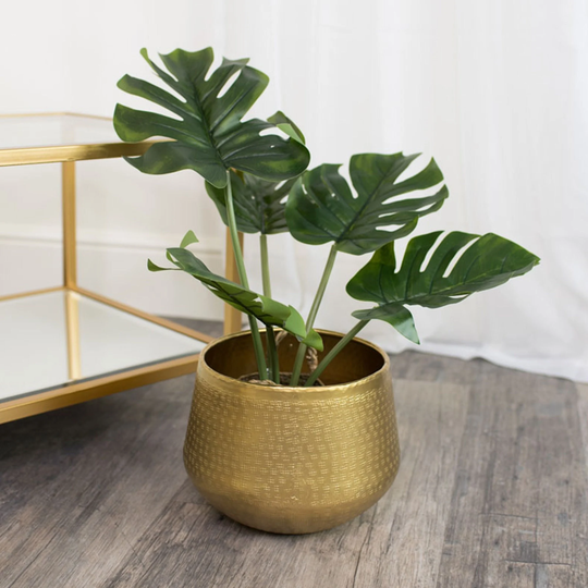 Medium Round Gold Patterned Planter