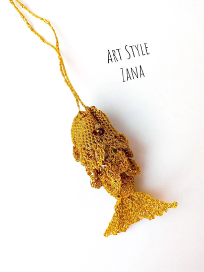 Medicine Bag Pouch Necklace, Necklace Stone Holder, Adjustable Small/Crochet/Gold Fish Crystal Holder