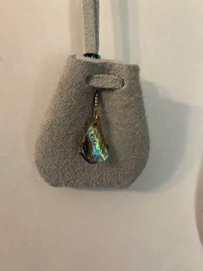 Grey Medicine Bag With Abalone Shell