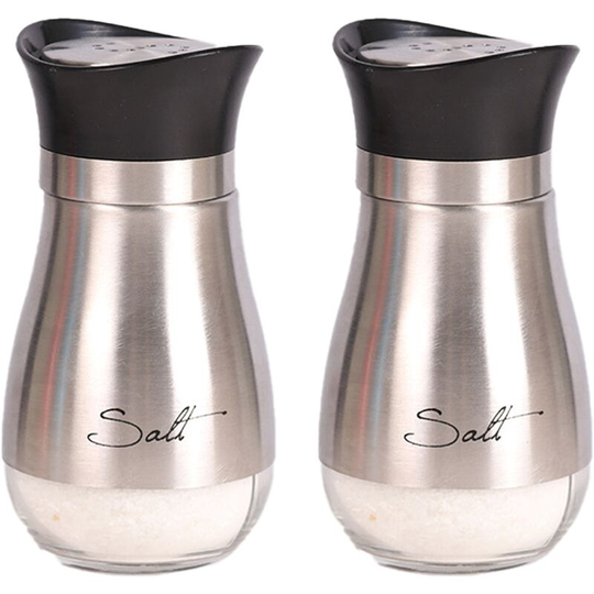 Fvbjd - Salt and Pepper Shakers Elegant w/ Clear Glass Bottom | Compact Cooking, Kitchen and Dining Room Use silver
