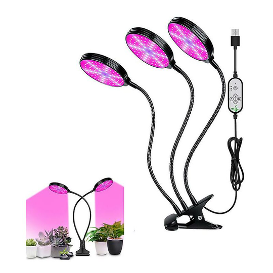 3 Head Led Full Spectrum Plant Grow Light Lamp for Indoor Seed Flower Growing