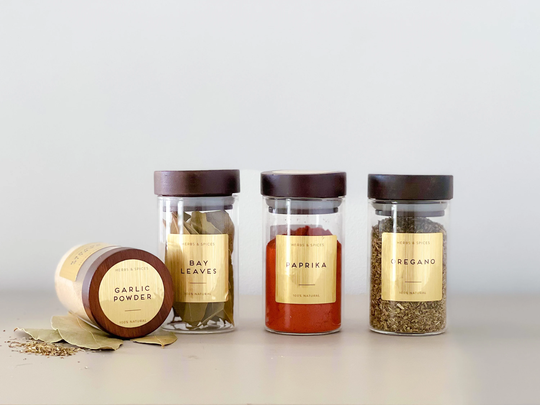 Gold Metallic Herbs & Spice Labels - Custom List Waterproof Labels Water Oil Resistant Custom Sizes