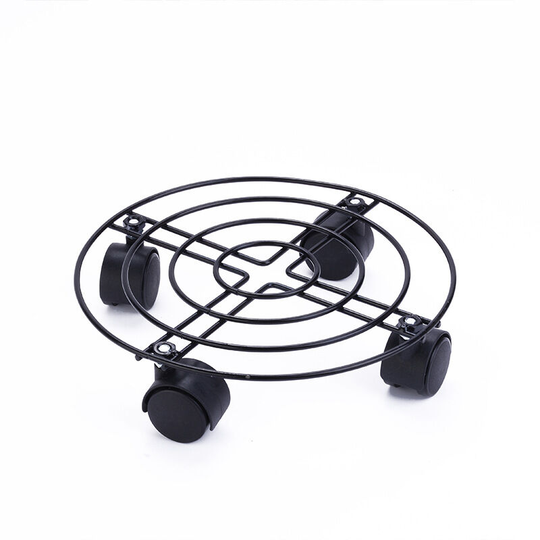 33 Round Iron Rolling Metal Plant Rack on Wheels for Garden Flower Pot, Flower Pot, Heavy Duty Pot Trolley