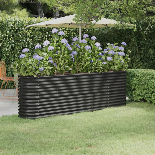 Asupermall - Garden Planter Powder-coated Steel 224x40x68 cm Anthracite