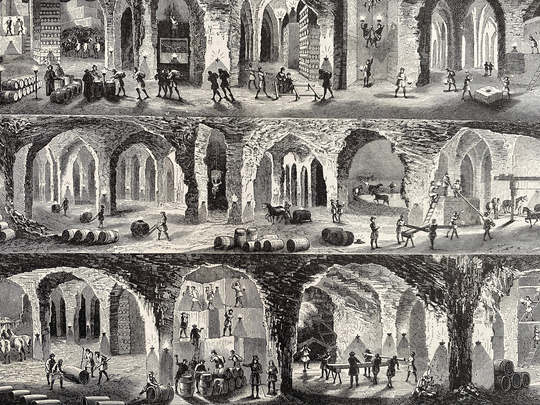 1870 Salt Mines - Geology Original Antique Print Mining Diagram Mounted & Matted Available Framed