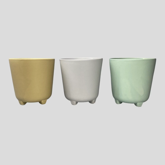 Beige, White & Mint Ceramic Footed Planter - Fits 11cm Plant