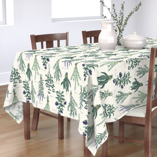 Herbs Tablecloth - Healing By Fernlesliestudio Typography Aromatic Apothecary Cotton Sateen Spoonflower