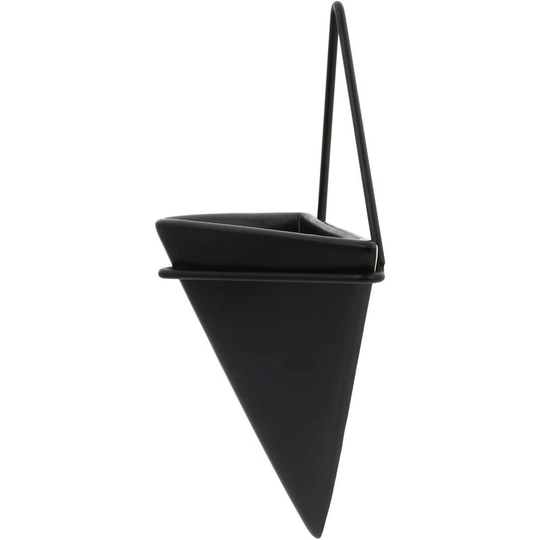 Triangle Wall Planter Hanging Planter Vase Geometric Planter Wall Decor Air Plant Container for Home Office Decoration (Size s Black)