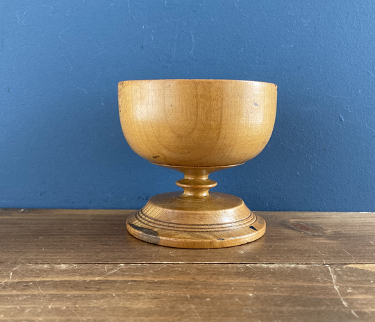 Antique Late Georgian Sycamore Treen Salt C. Early To Mid 19Th Century