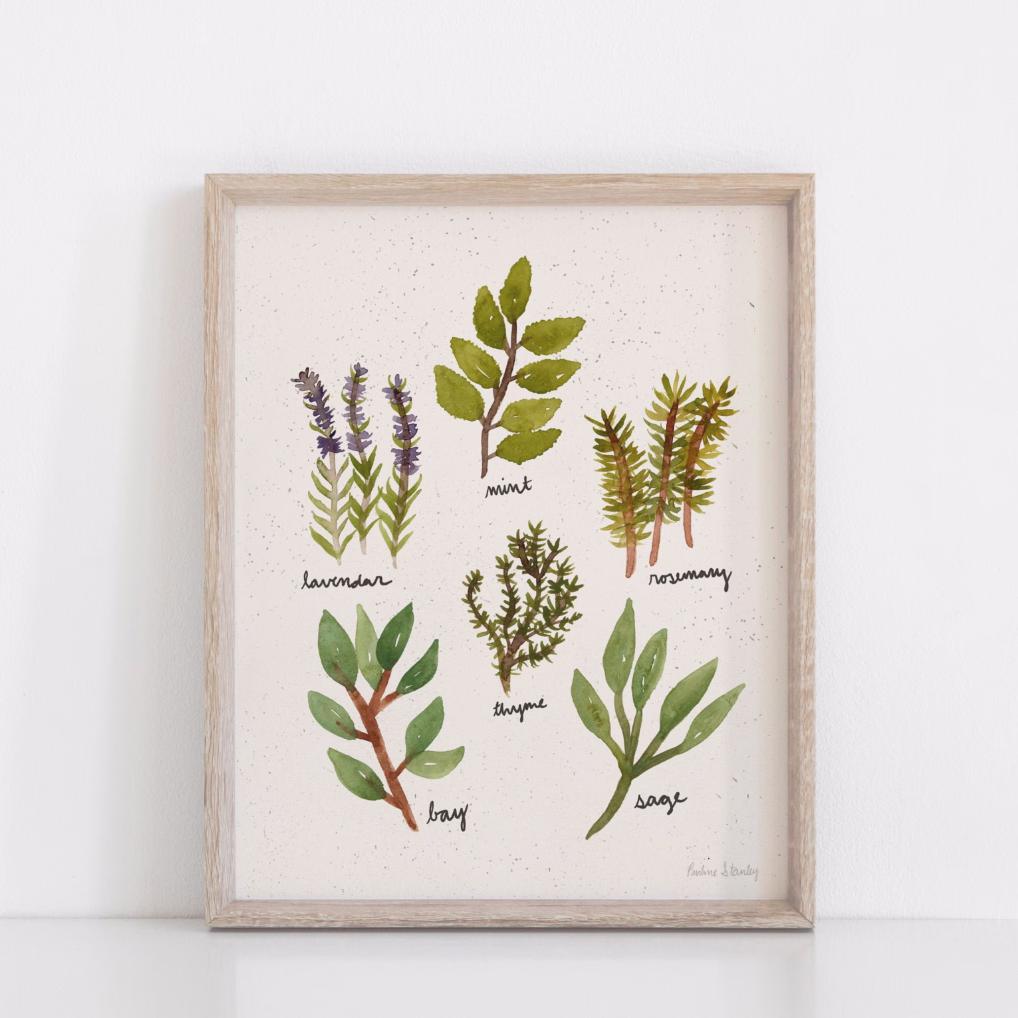 Herbs Watercolor Art Print | Nature Green Plant Kitchen 5x7 8x10 11x14 12x16 16x20