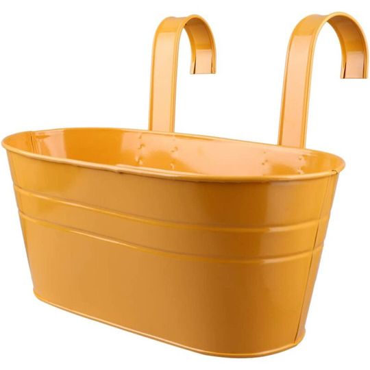 Metal Iron Hanging Flower Pots Garden Pots Balcony Planters Metal Bucket Flower Holders Wall Hanging Decor Pot Orange Soekavia