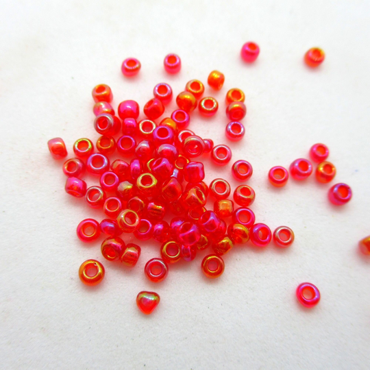 Red Ab Round 10/0 Seed Rocailles, 2mm Beads, 20 Grams