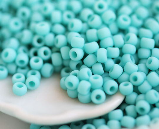 Turquoise Seed Beads Toho Size 8/0 Opaque Frosted N 55F Japanese Rocailles - 10G S1215