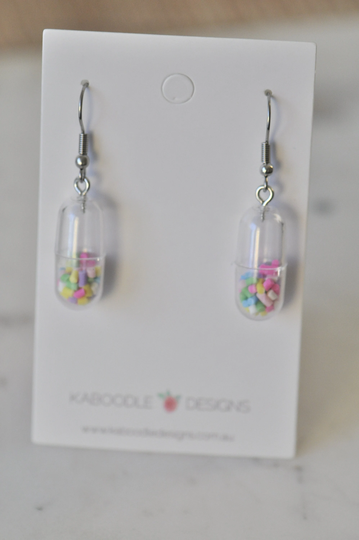 Novelty Sprinkles Medicine Drop Dangle Earrings