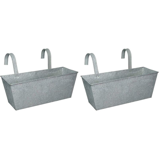 Selections - Zinc Balcony Hanging Planters (Set of 2)