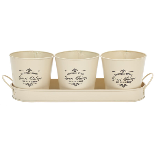 Vfm E-store - The Vintage Collection - Cream Iron Planters Set of 3