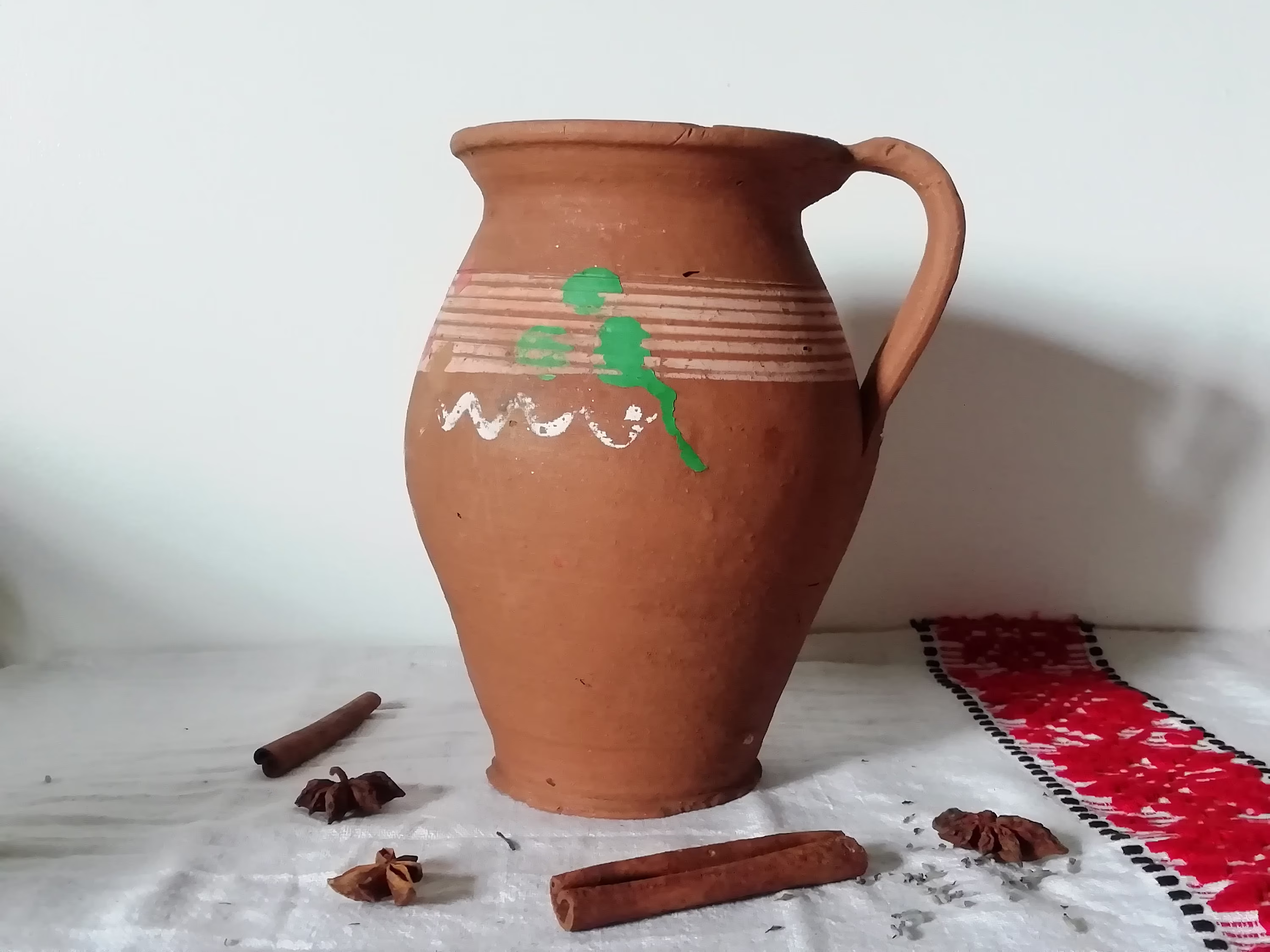 Vintage Ceramic Flower Vase, Beige Terracotta Jug, Rural Pottery Art Clay Pot, Antique Rustic Primitive Bowl, Unique Decor