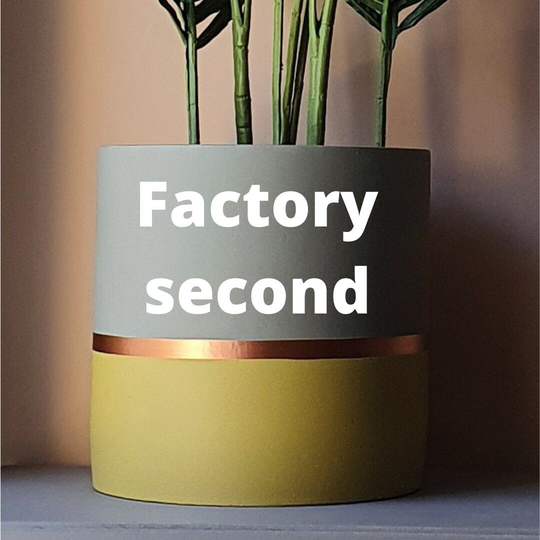 15% Off Factory Second Melrose 25cm Concrete Indoor Plant Pot | Extra Large Planter Yellow Copper