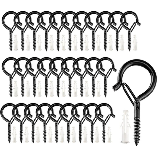 Screw Hooks Outdoor, Wall Mount Ceiling Hook, Safety Buckle Design, Used for Hanging Basket Planters, Wind Chimes, Key, String Lights, etc