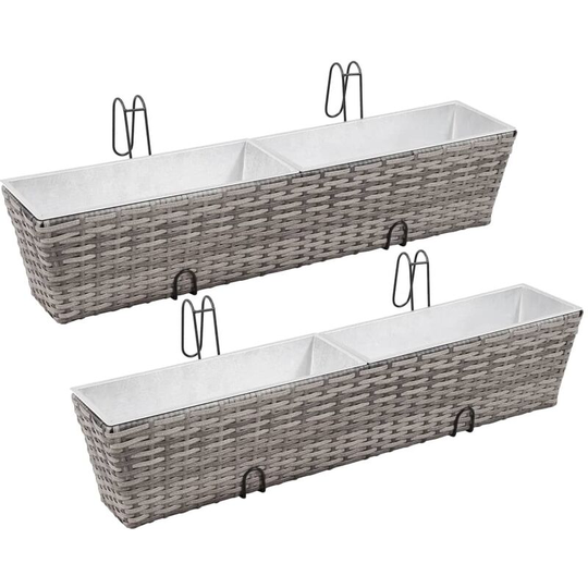 Vidaxl - Balcony Raised Beds 2 pcs 80 cm Grey Poly Rattan Grey
