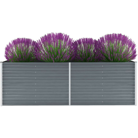 Garden Planter Galvanised Steel 240x80x77cm Grey VDTD29020 - Topdeal